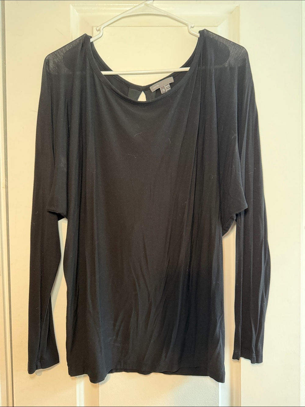 Vince Black Long-Sleeve Keyhole Back Top